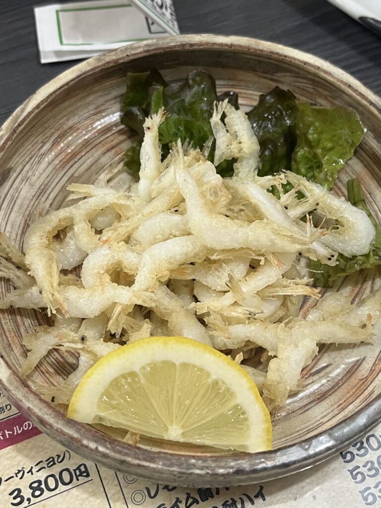 高岡の居酒屋で食べた白エビ